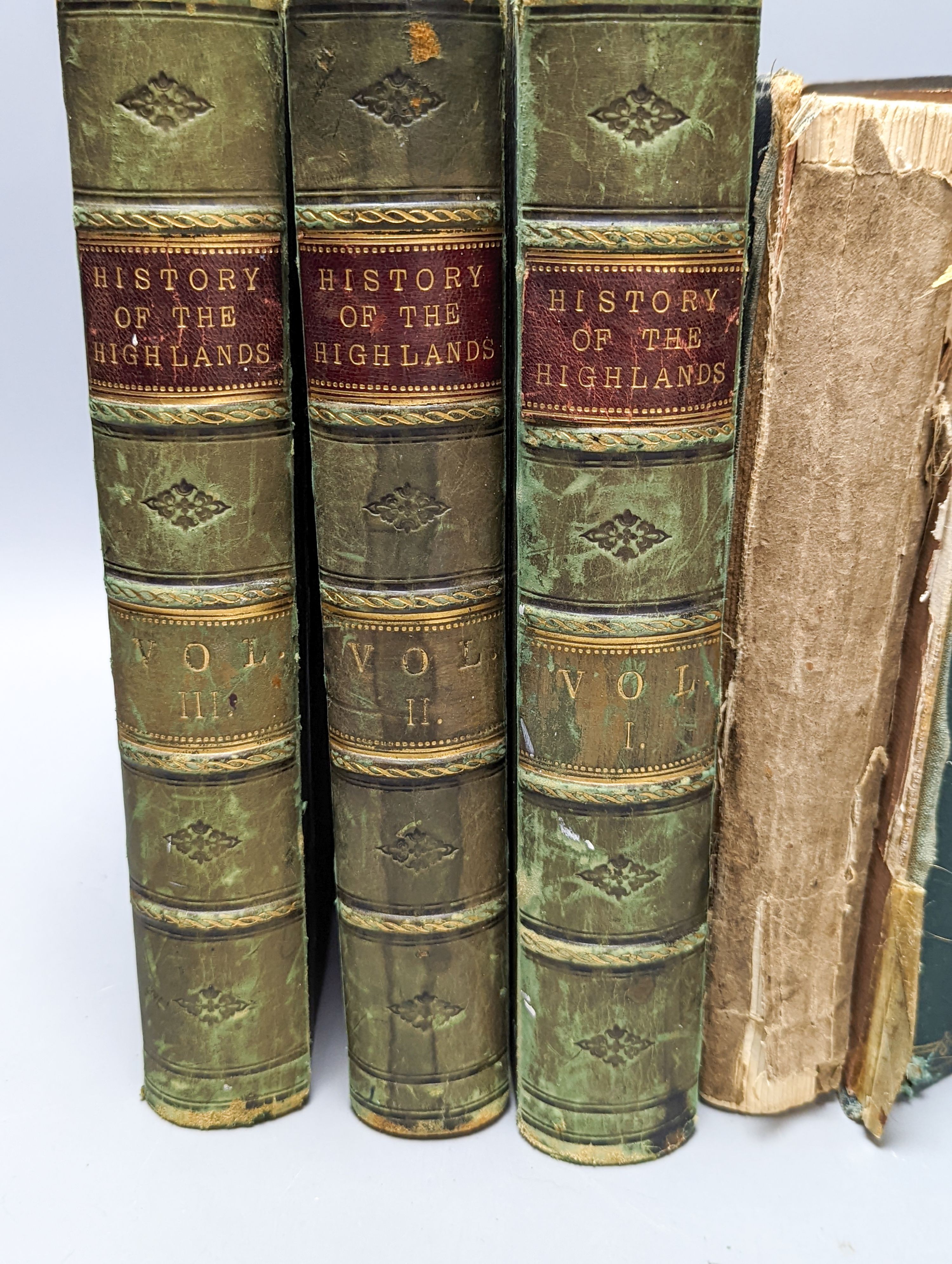 Browne, James - The History of the Highlands and of the Highland Clans, 3 vols (of 4), 4to, half calf, A. Fullerton & Co., Edinburgh, [1858-60]; [Queen Victoria] - More leaves from the Journal of Life in the Highlands, 8